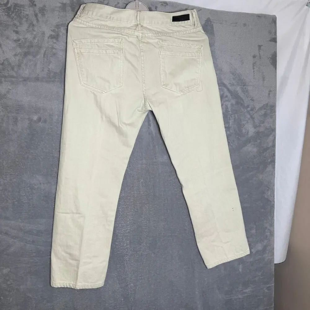 Ring of Fire Slim Straight Jeans Mens 34x27 Cream Khaki Denim Pants Casual